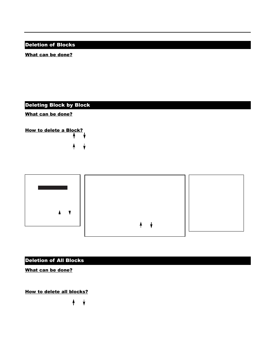 Deletion of blocks deleting block by block, Deletion of all blocks | Runco DTV-1200 User Manual | Page 64 / 91