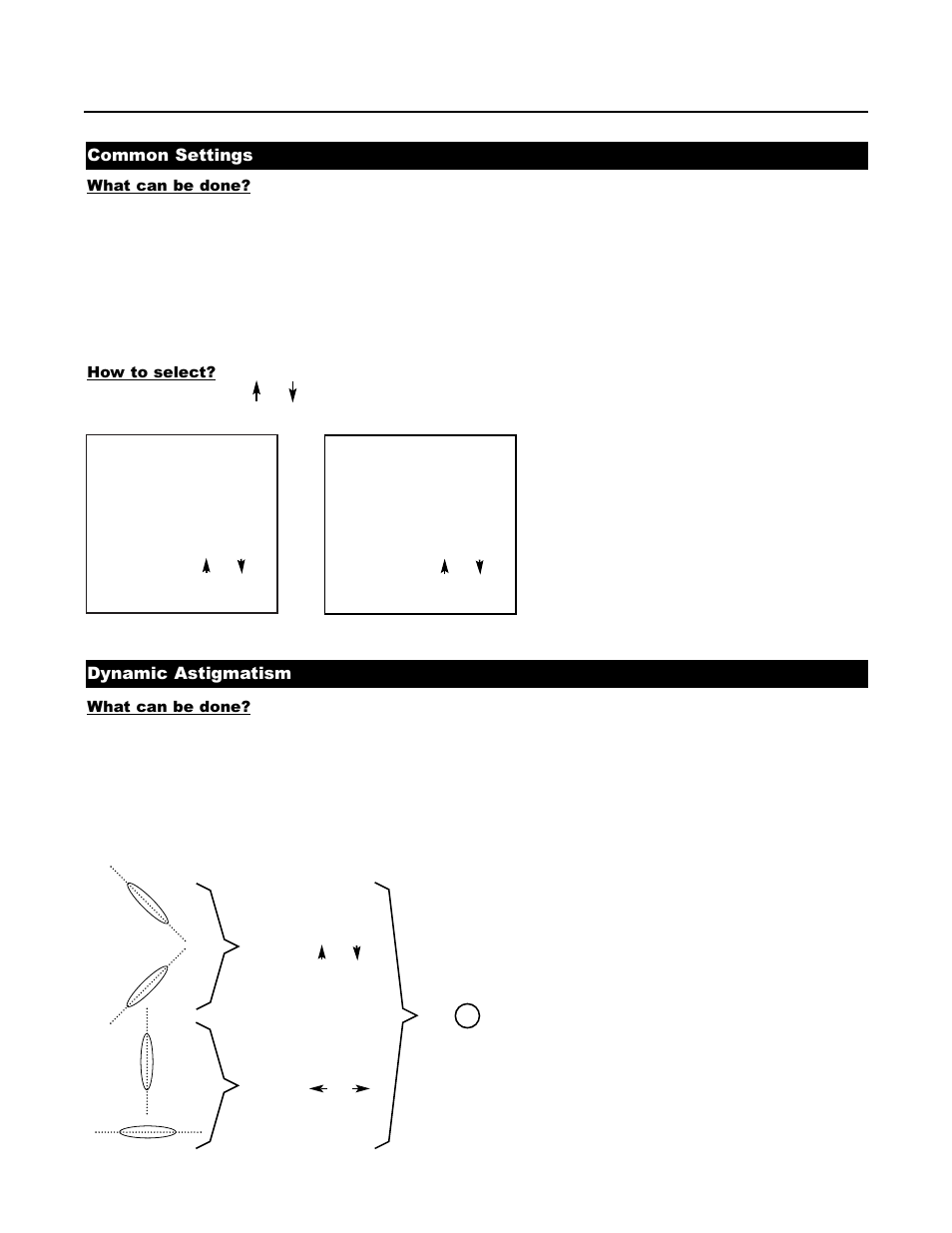 Common settings, Dynamic astigmatism, Menu 2 | Runco DTV-1200 User Manual | Page 72 / 91