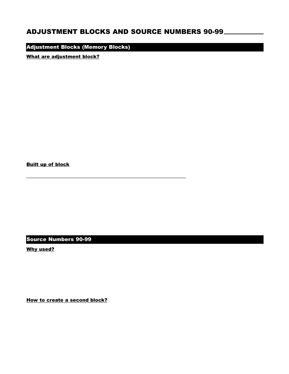 Adjustment blocks and source numbers 90-99 | Runco DTV-1200 User Manual | Page 83 / 91