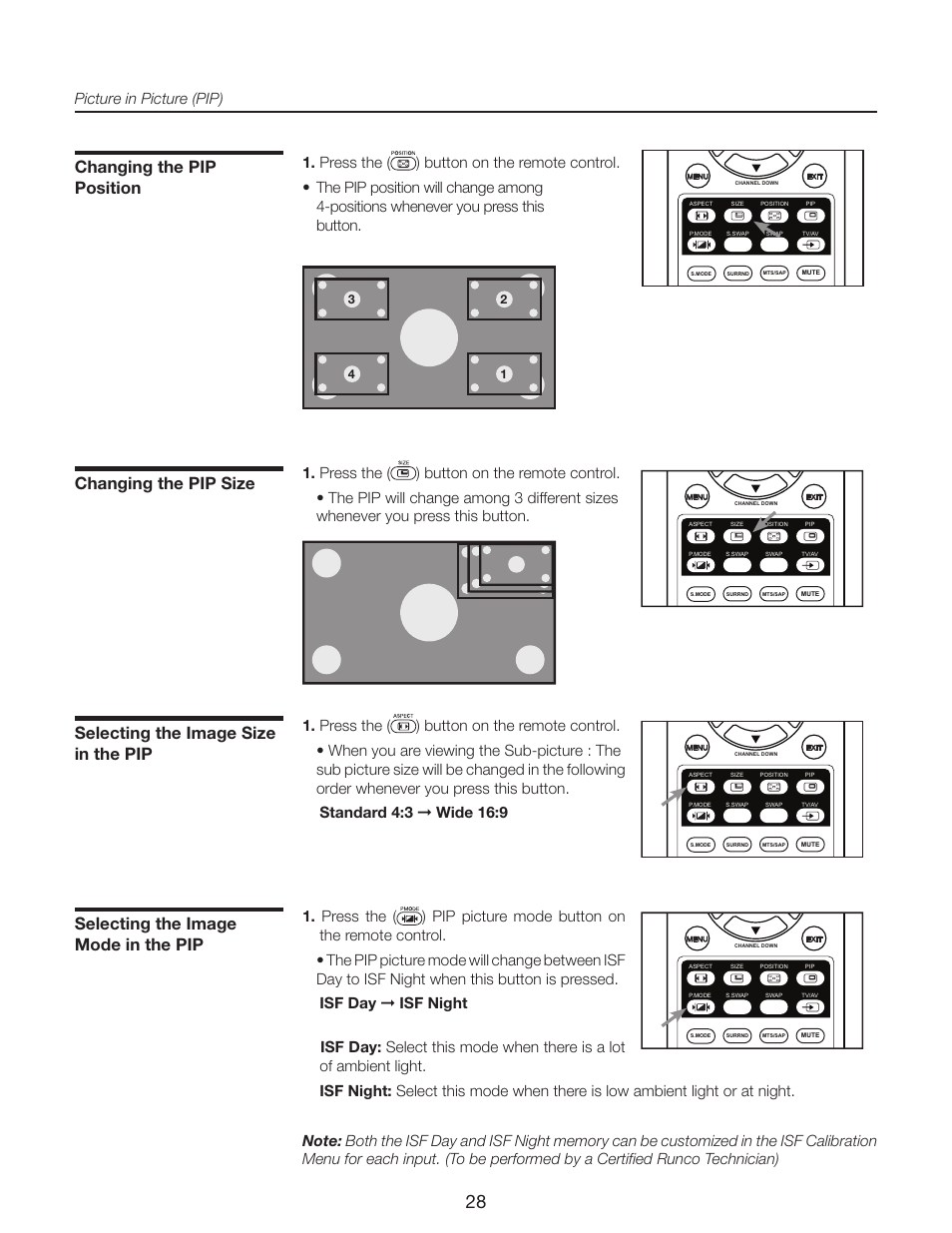 Changing the pip position | Runco CR-32HD User Manual | Page 28 / 41