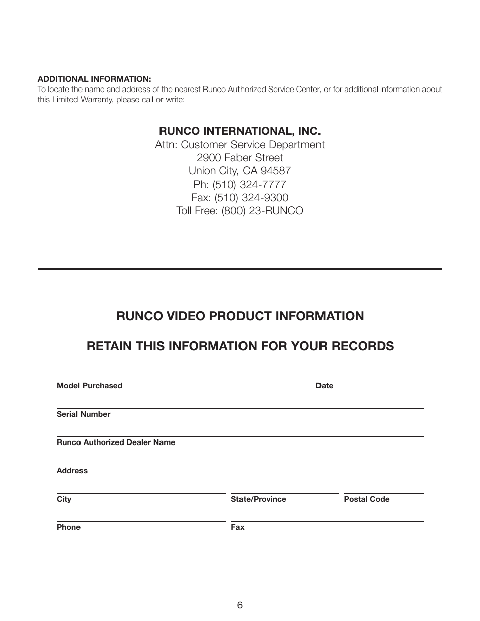 Runco CR-32HD User Manual | Page 6 / 41