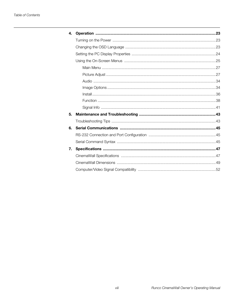 Pre l iminar y | Runco CW-42HD User Manual | Page 8 / 66