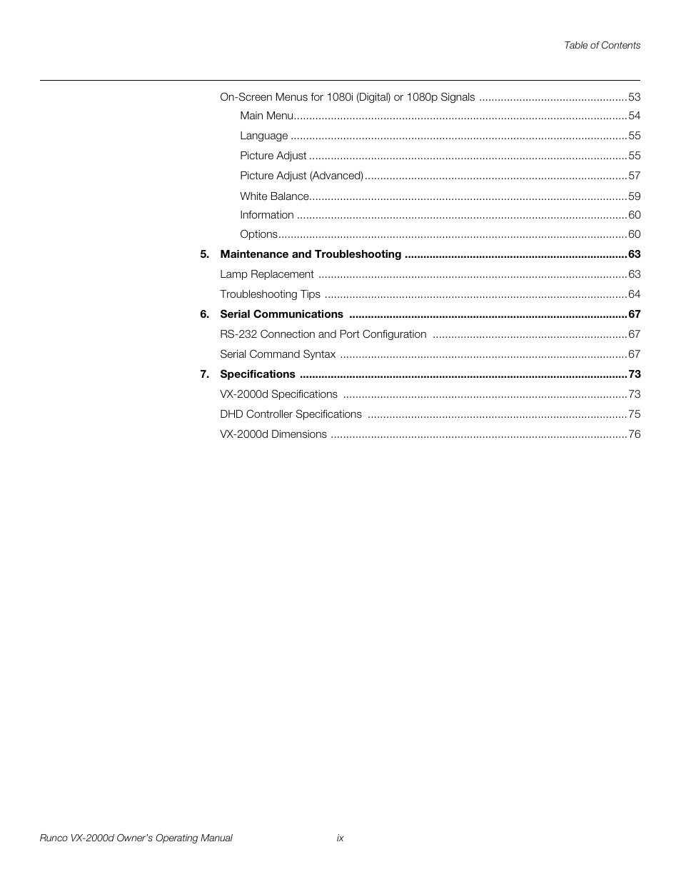 Pre l iminar y | Runco DIGITAL LIGHT PROCESSING VX-2000D User Manual | Page 9 / 90