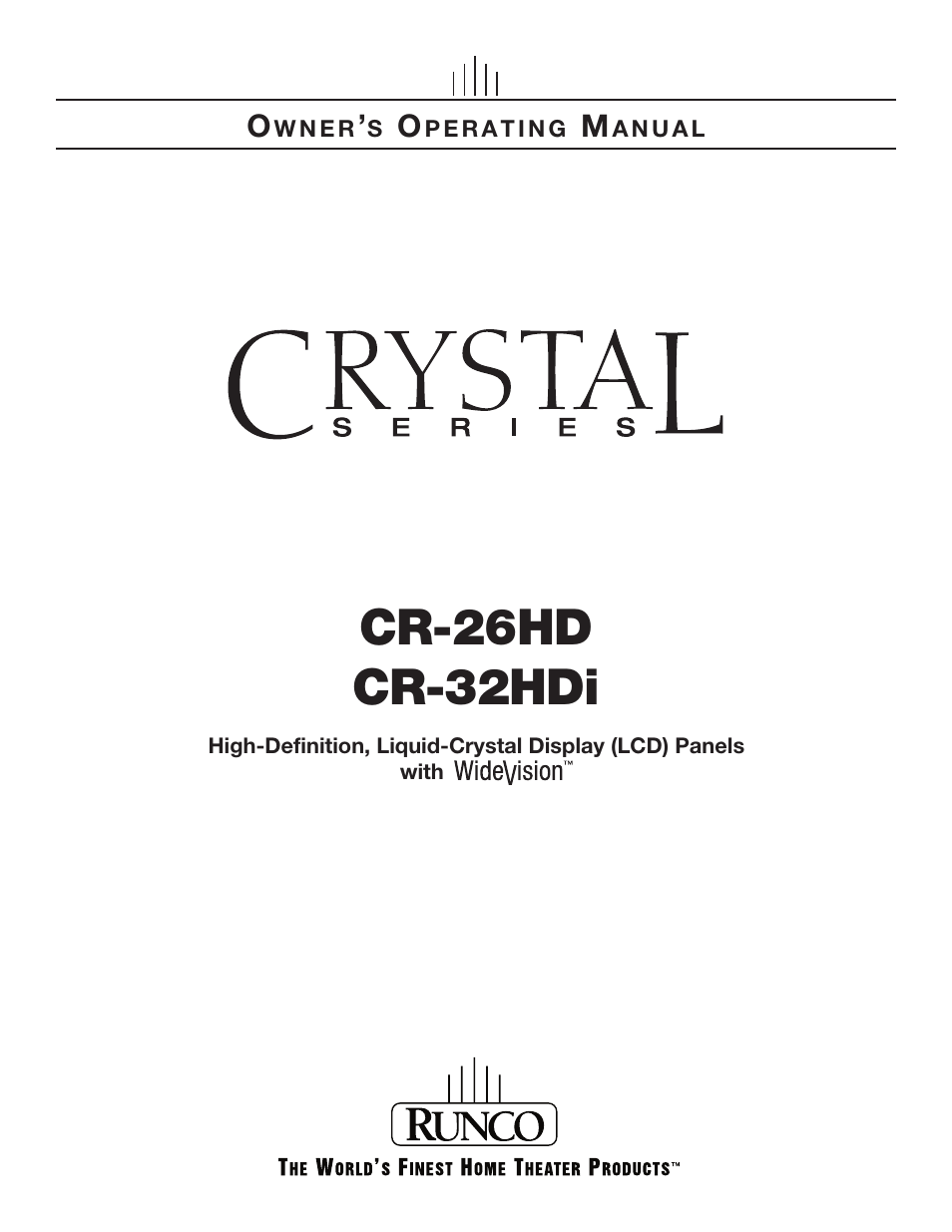 Runco High-Definition User Manual | 70 pages