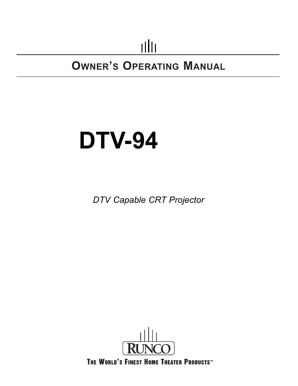 Runco DTV-940/943 User Manual | 69 pages