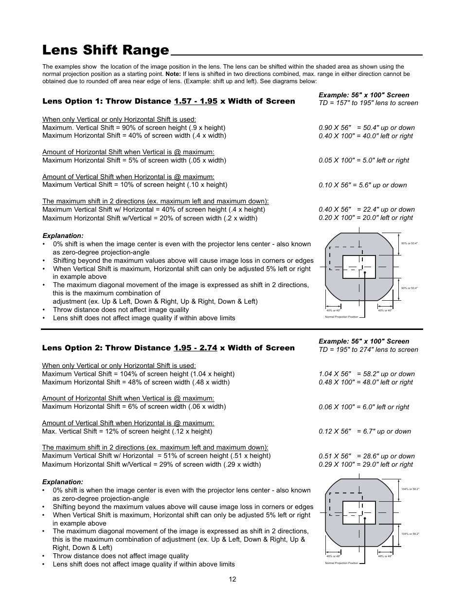 Lens shift range | Runco VX-5000ci User Manual | Page 14 / 43