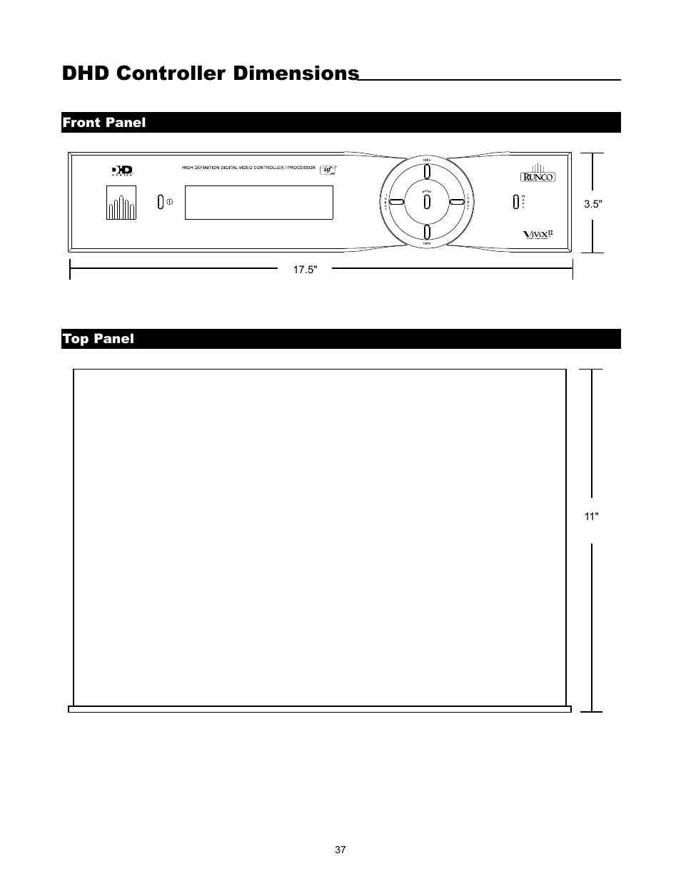 Dhd controller dimensions | Runco VX-5000ci User Manual | Page 39 / 43