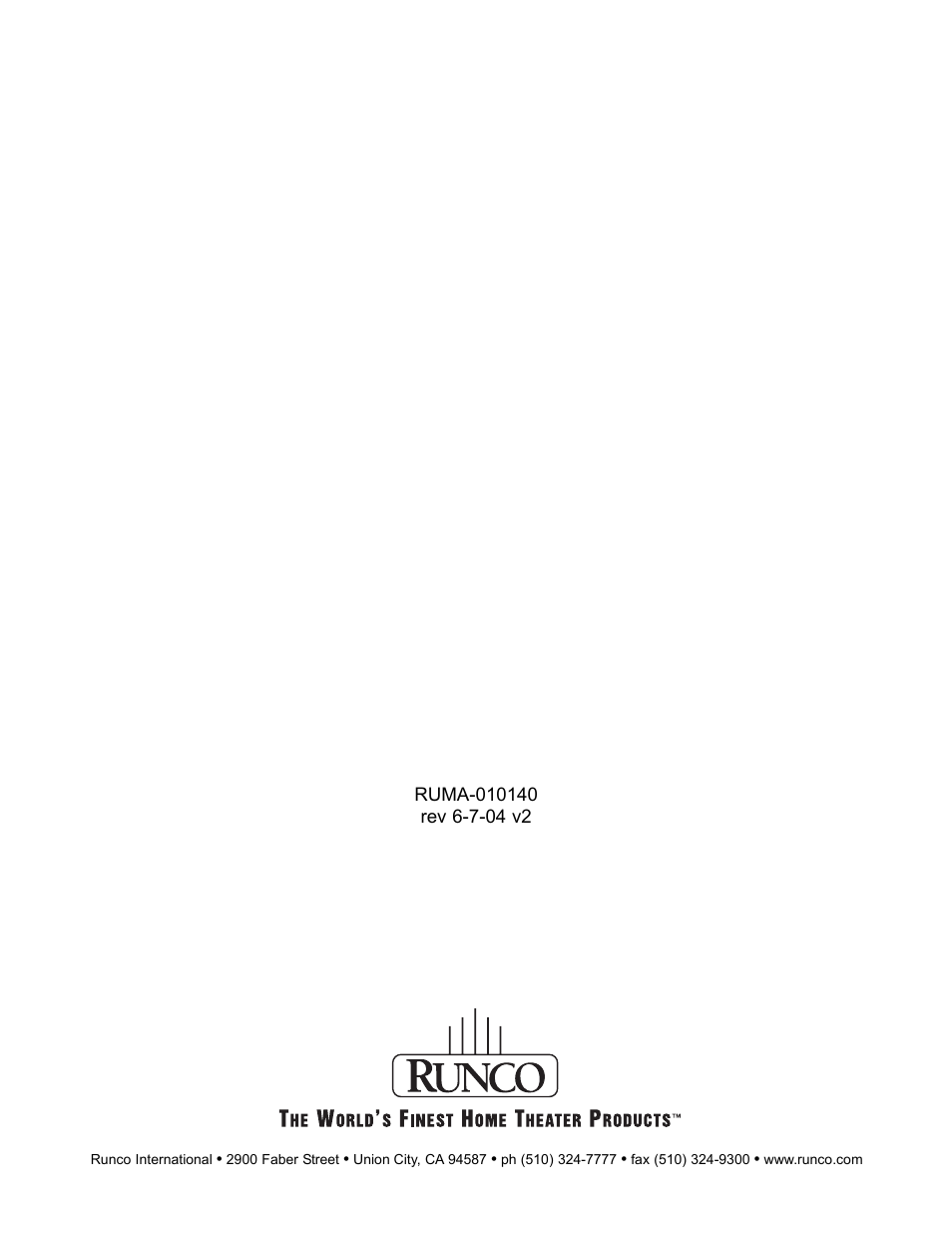 Runco VX-5000ci User Manual | Page 43 / 43