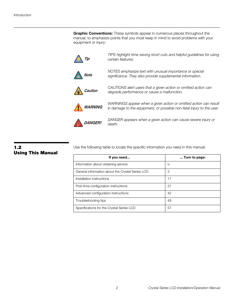 Graphic conventions, 2 using this manual, Using this manual | Pre l iminar y | Runco WIDEVISION CX-OPAL47 User Manual | Page 16 / 84