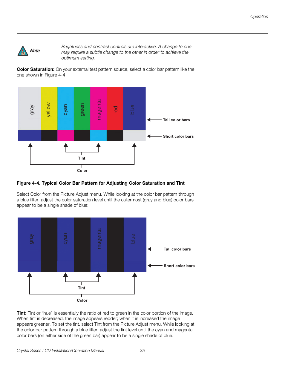 Color saturation, Tint, Pre l iminar y | Runco WIDEVISION CX-OPAL47 User Manual | Page 49 / 84