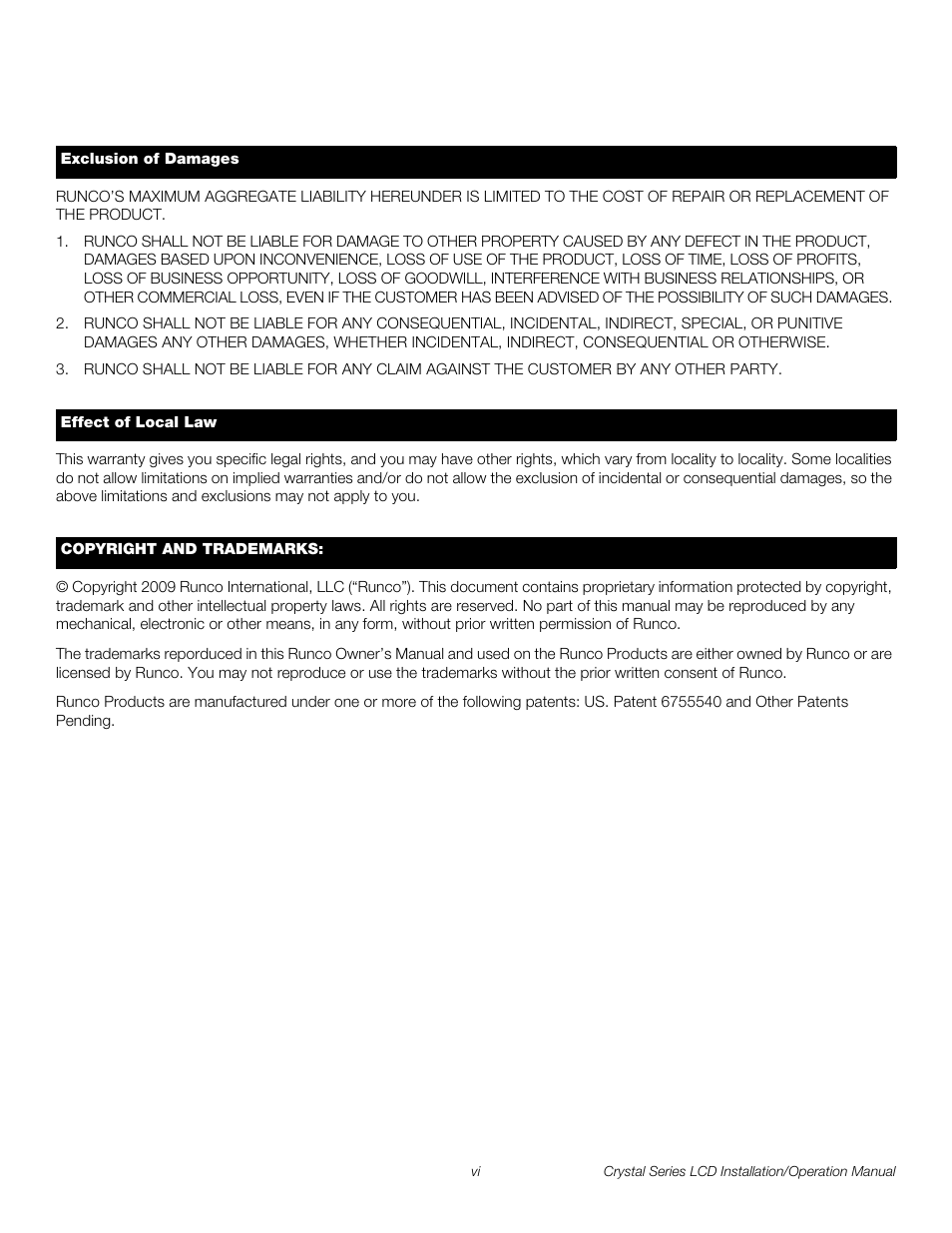 Pre l iminar y | Runco WIDEVISION CX-OPAL47 User Manual | Page 6 / 84