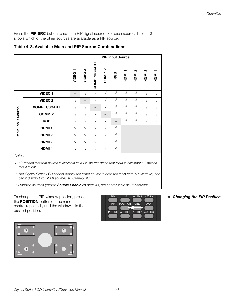 Changing the pip position, Pre l iminar y | Runco WIDEVISION CX-OPAL47 User Manual | Page 61 / 84