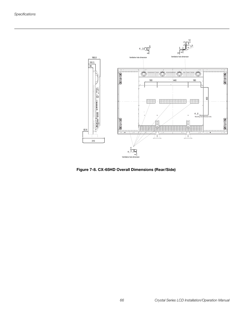 8. cx-65hd overall dimensions (rear/side), Re 7-8, Preli m inary | Runco WIDEVISION CX-OPAL47 User Manual | Page 80 / 84