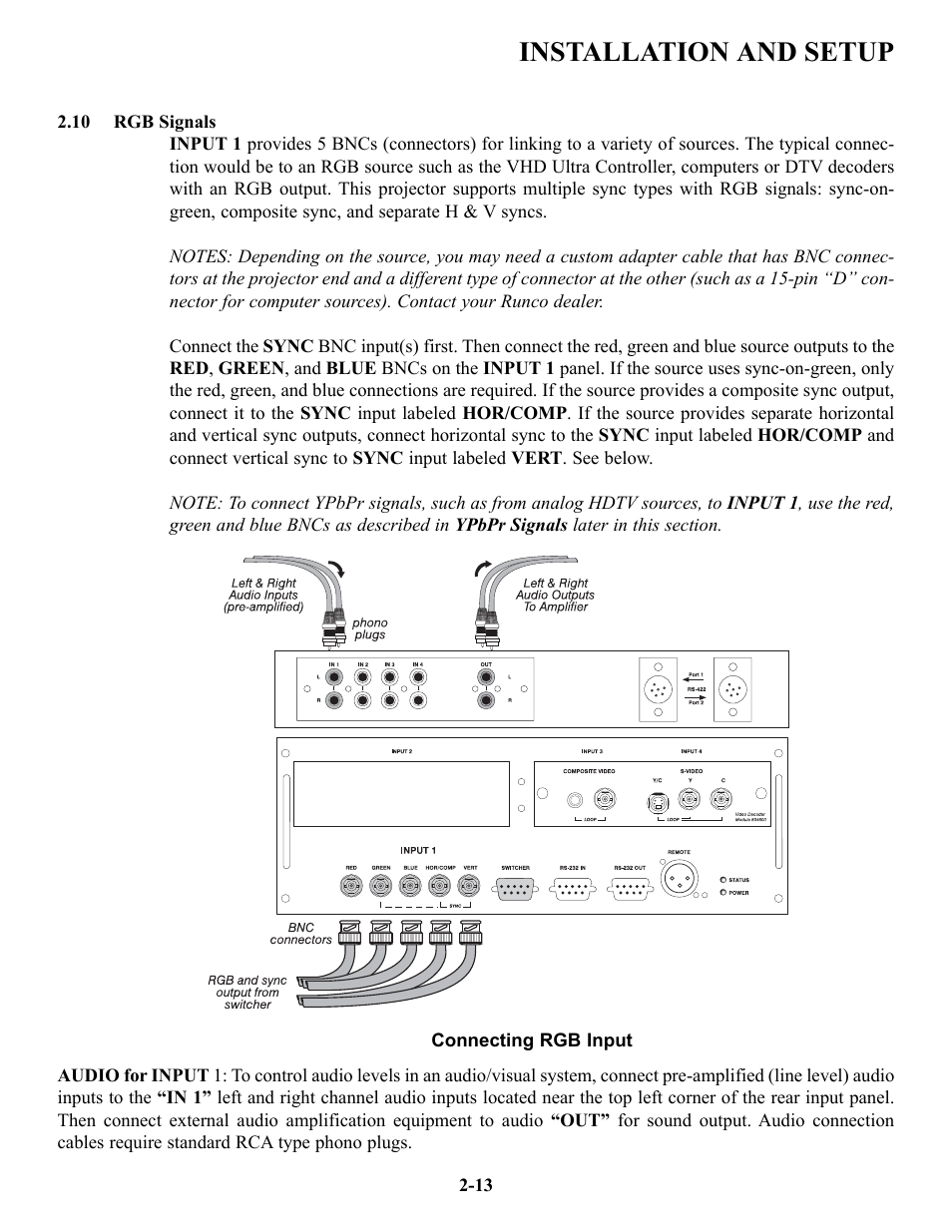 Installation and setup | Runco VX-6c User Manual | Page 20 / 110