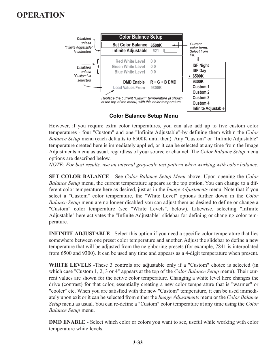 Operation | Runco VX-6c User Manual | Page 59 / 110