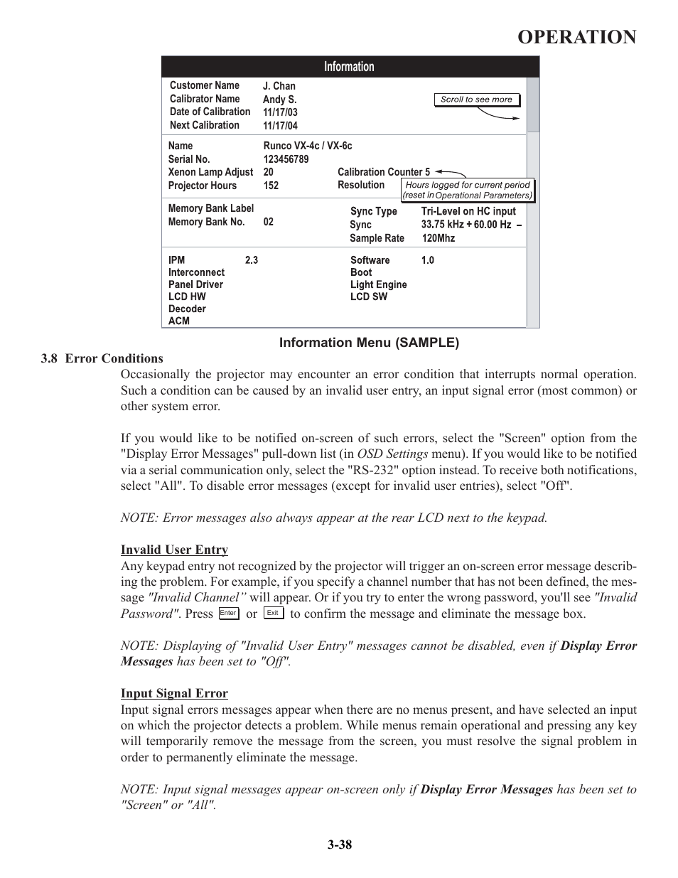 Operation | Runco VX-6c User Manual | Page 64 / 110