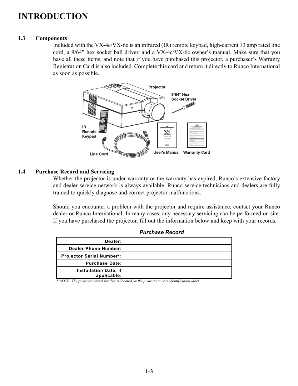 Introduction | Runco VX-6c User Manual | Page 7 / 110