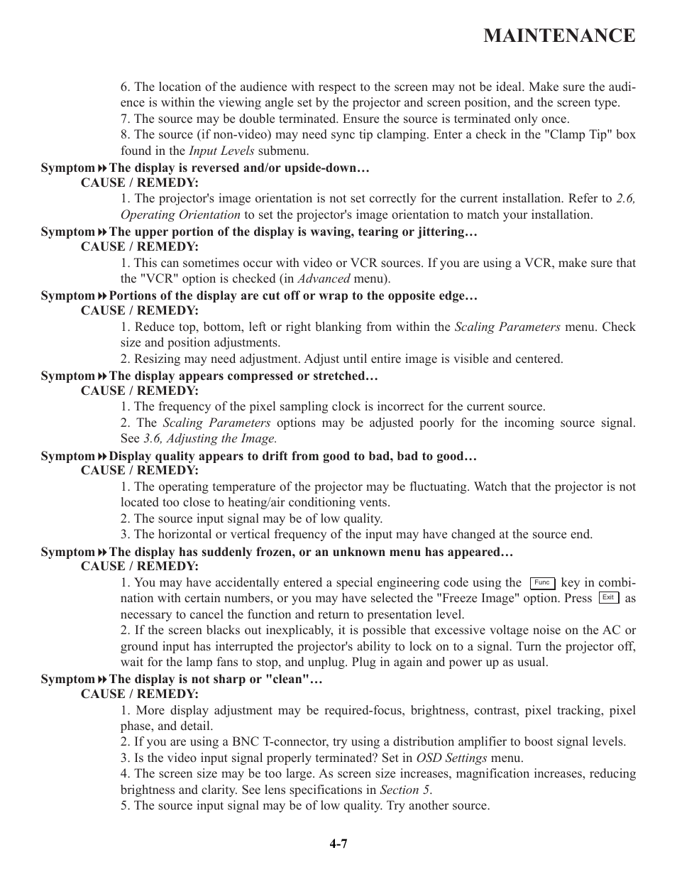 Maintenance | Runco VX-6c User Manual | Page 74 / 110