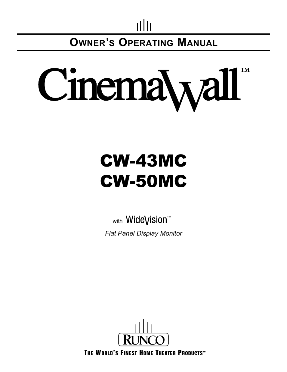 Runco CW-50MC User Manual | 36 pages