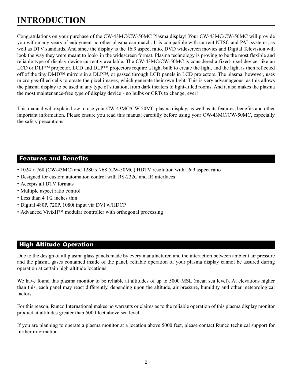 Introduction | Runco CW-50MC User Manual | Page 3 / 36