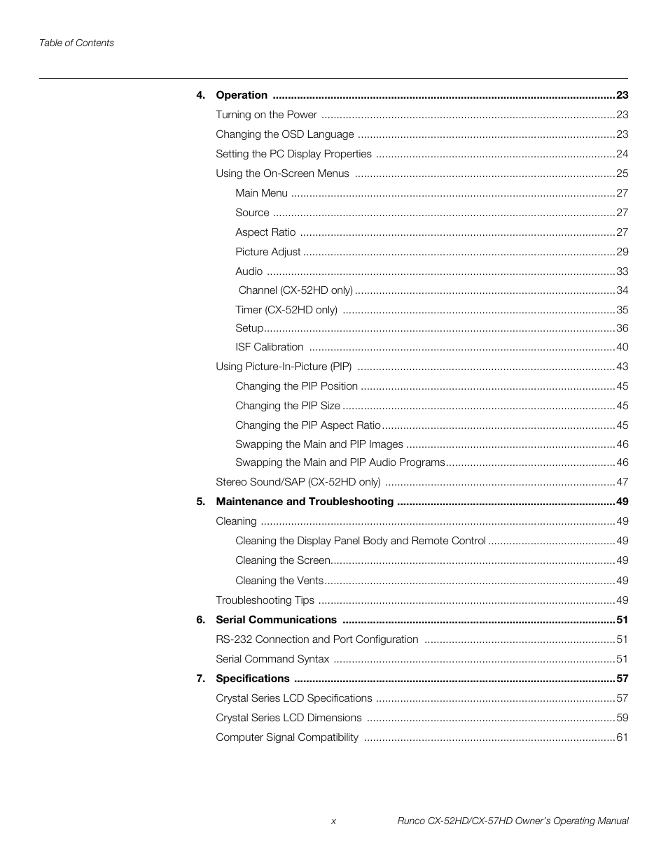 Pre l iminar y | Runco CX-52HD User Manual | Page 10 / 76