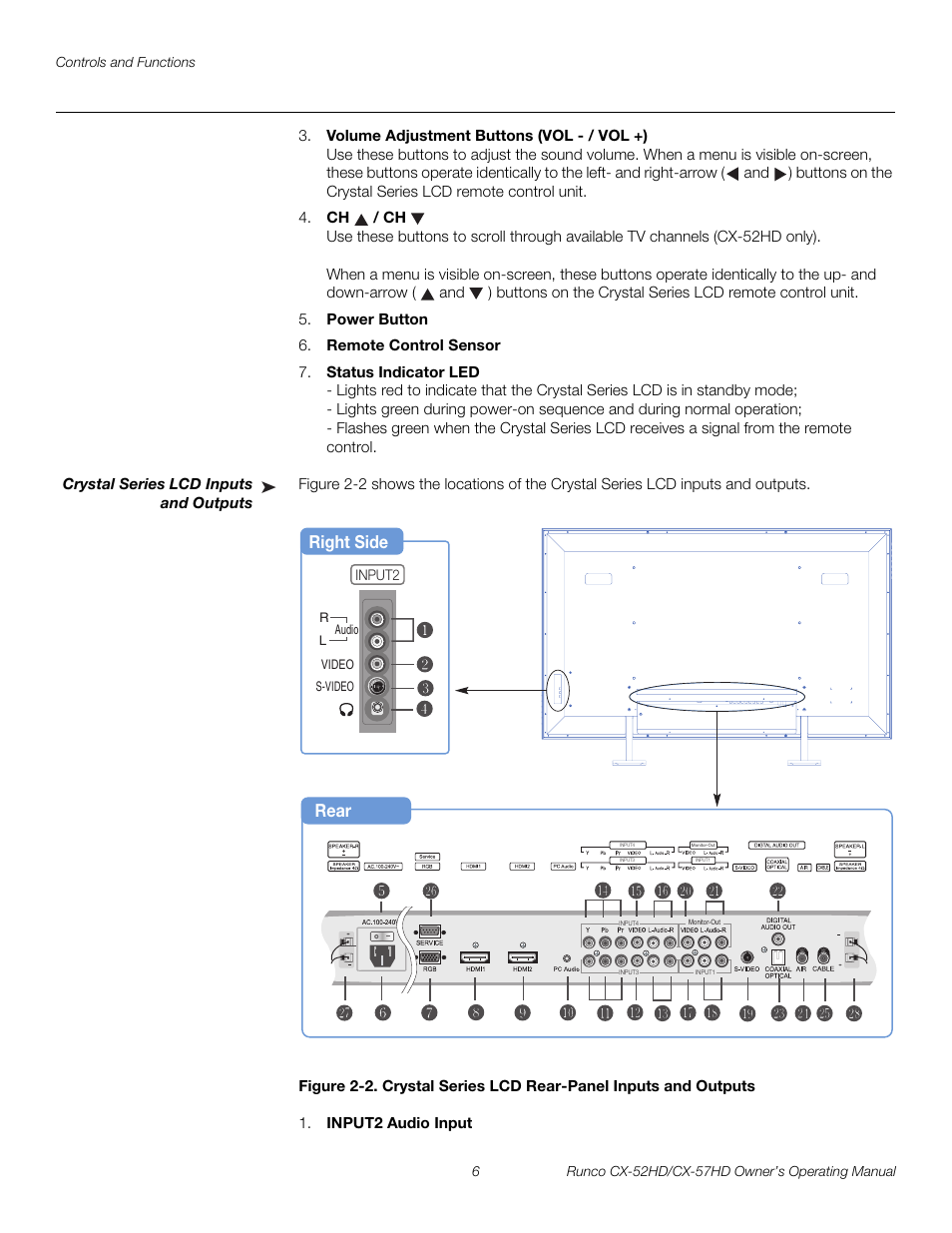 Crystal series lcd inputs and outputs, Pre l iminar y | Runco CX-52HD User Manual | Page 18 / 76