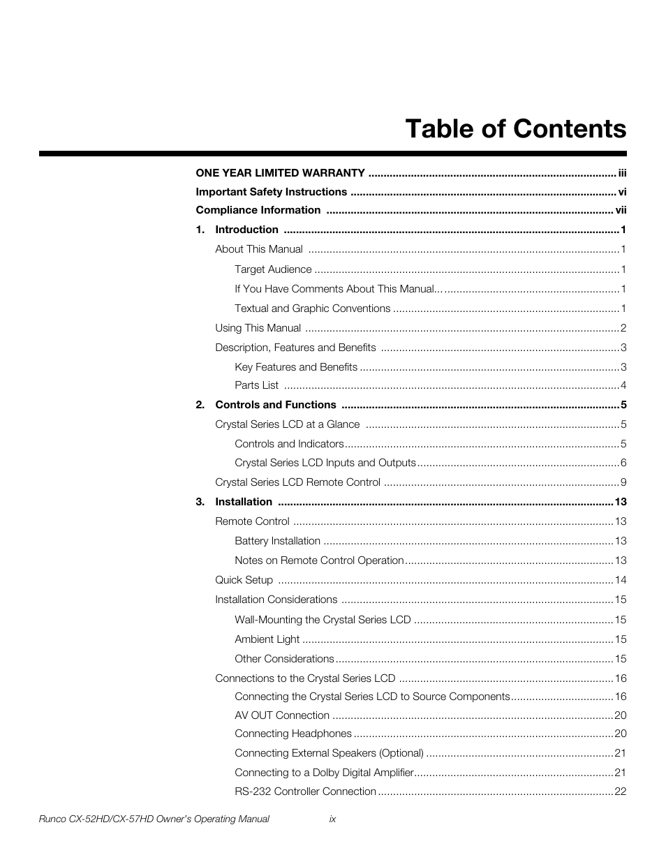 Runco CX-52HD User Manual | Page 9 / 76