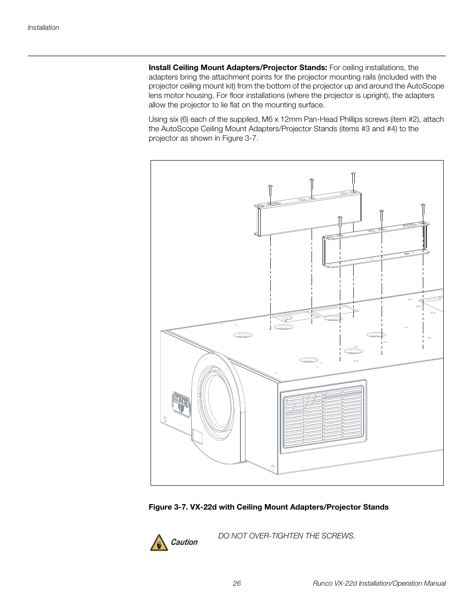 Install ceiling mount adapters/projector stands, Pre l iminar y | Runco VIDEO XTREME VX-22D User Manual | Page 40 / 90