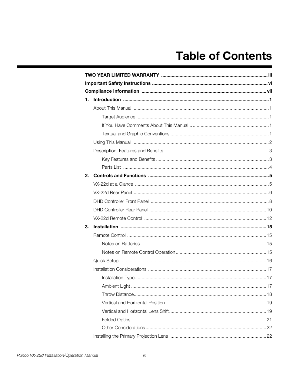 Runco VIDEO XTREME VX-22D User Manual | Page 9 / 90