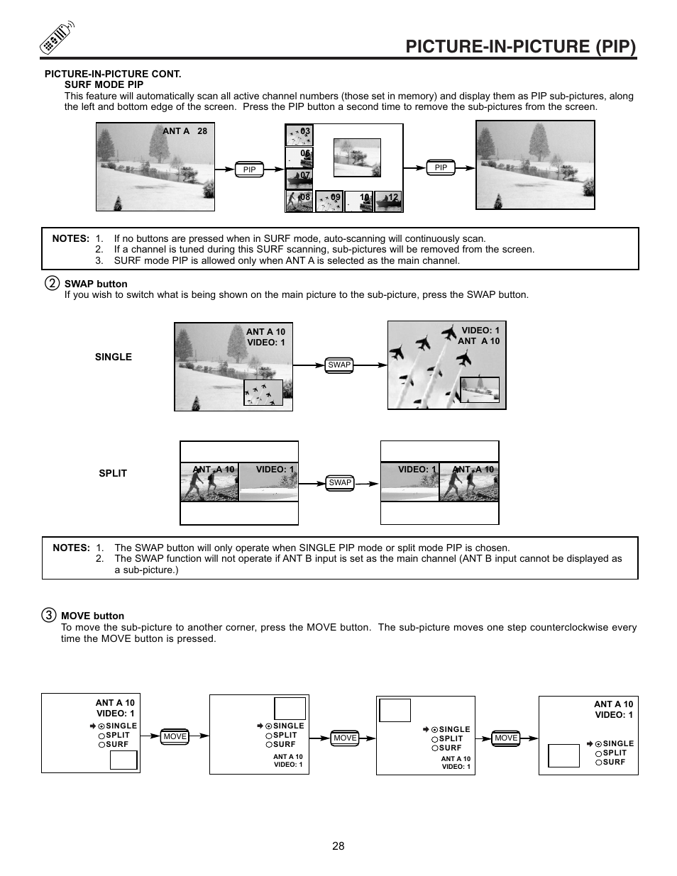 Picture-in-picture (pip) | Runco 53SBX59B User Manual | Page 28 / 72