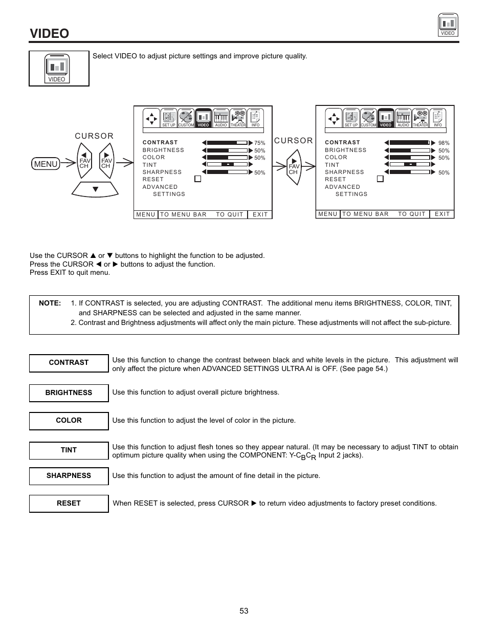 Video | Runco 53SBX59B User Manual | Page 53 / 72