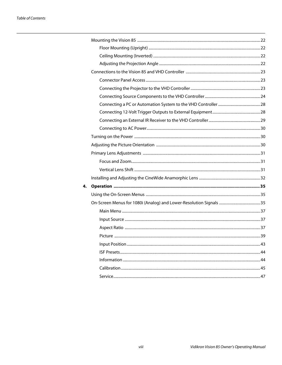 Pre l iminar y | Runco Vision 85 User Manual | Page 8 / 88