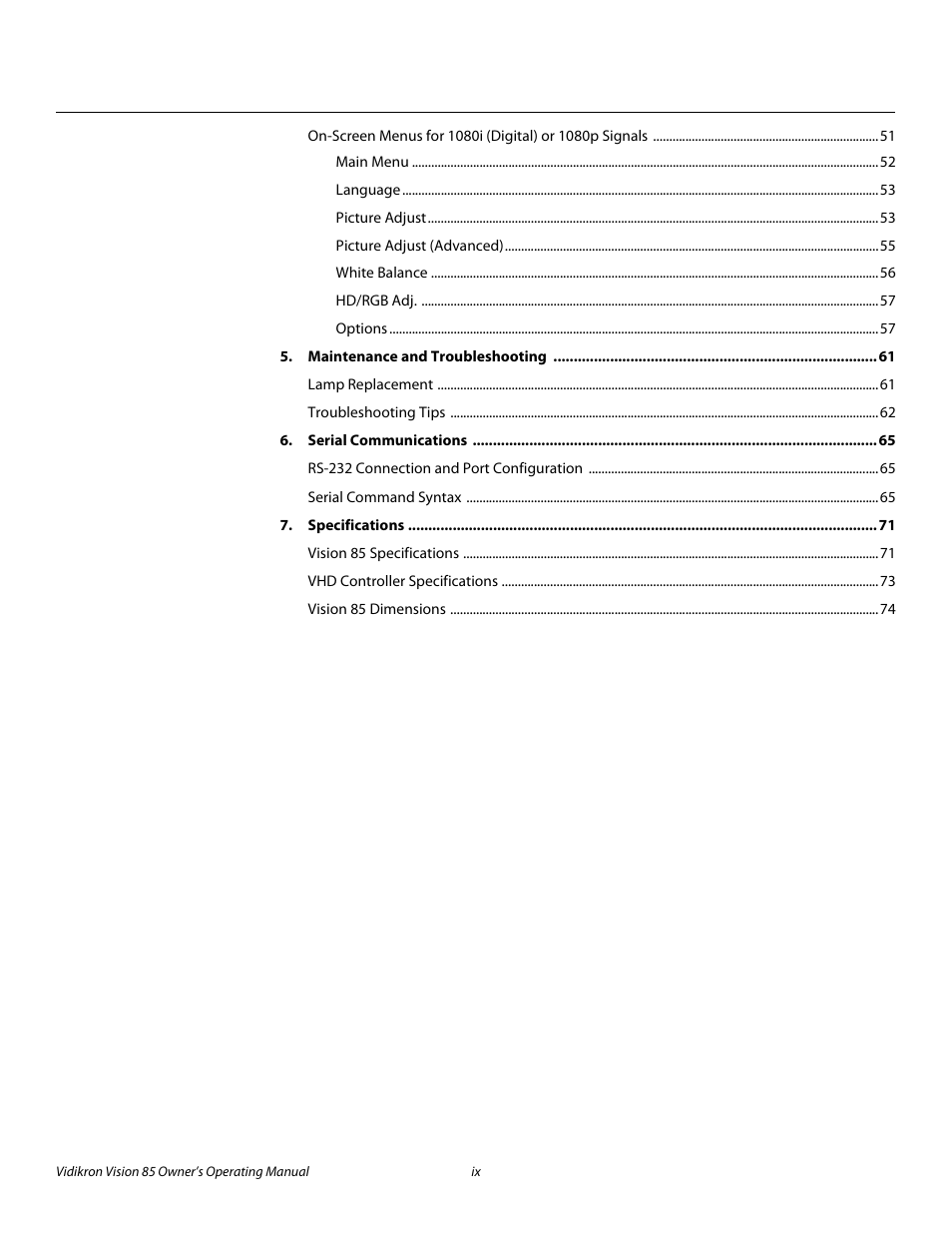 Pre l iminar y | Runco Vision 85 User Manual | Page 9 / 88