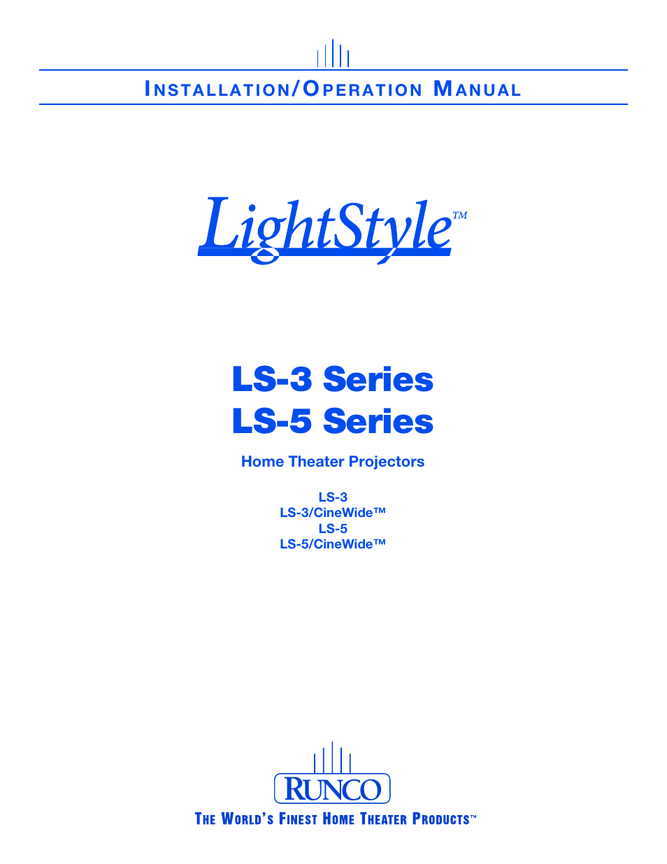 Runco LIGHTSTYLE LS-3 User Manual | 105 pages