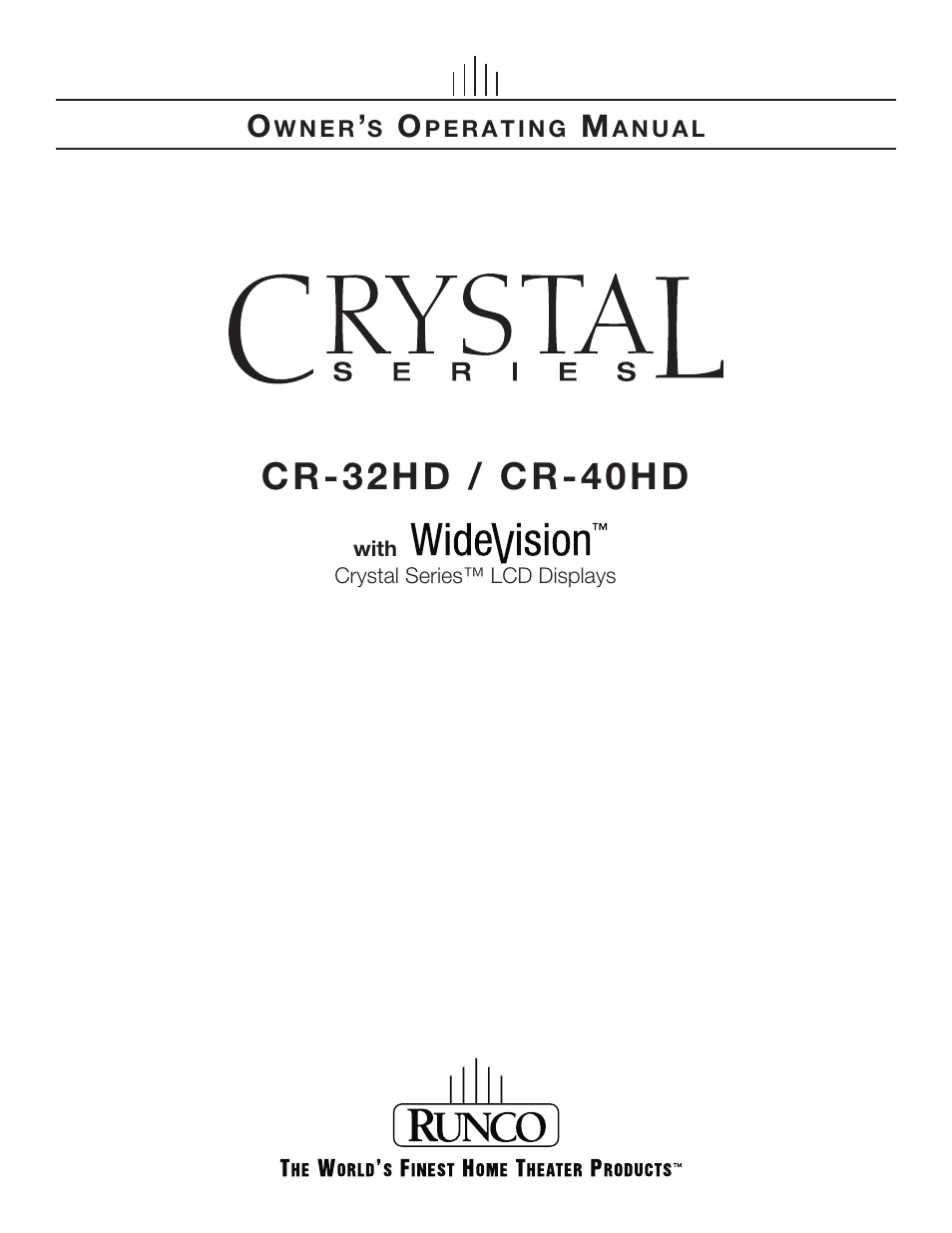 Runco CR-40HD User Manual | 41 pages