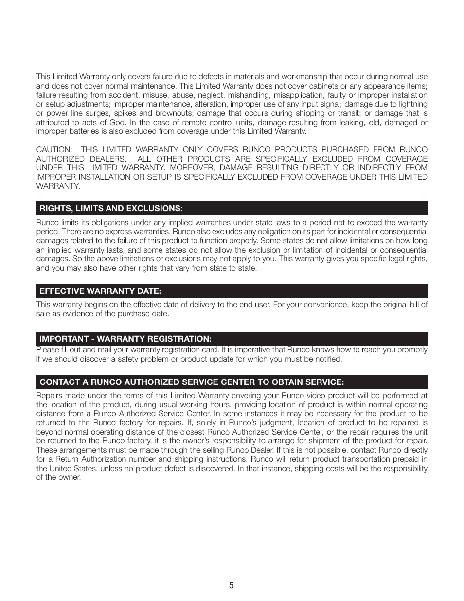 Runco CR-40HD User Manual | Page 5 / 41