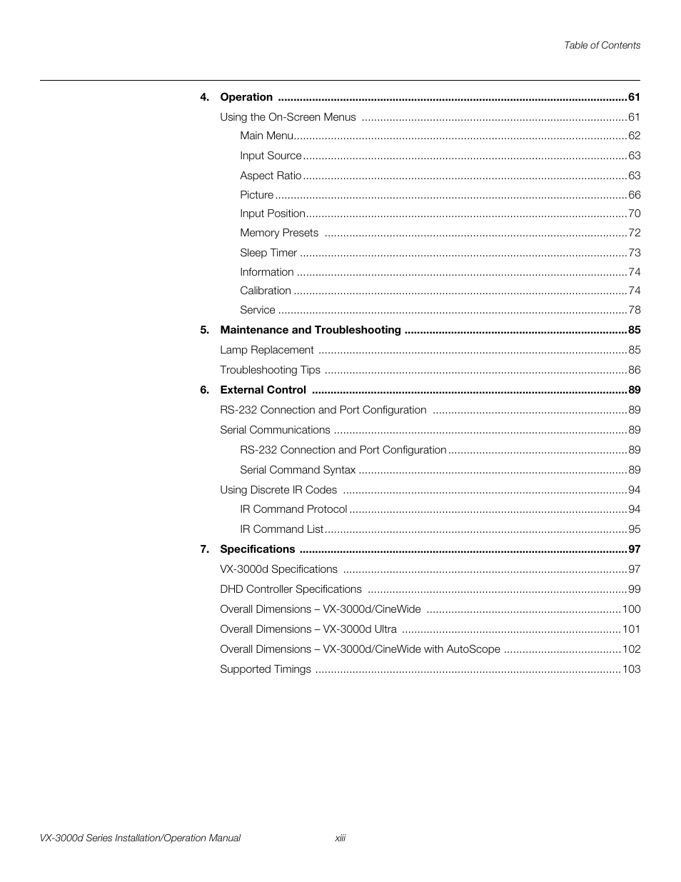 Pre l iminar y | Runco CINEWIDETM VX-3000D User Manual | Page 13 / 124