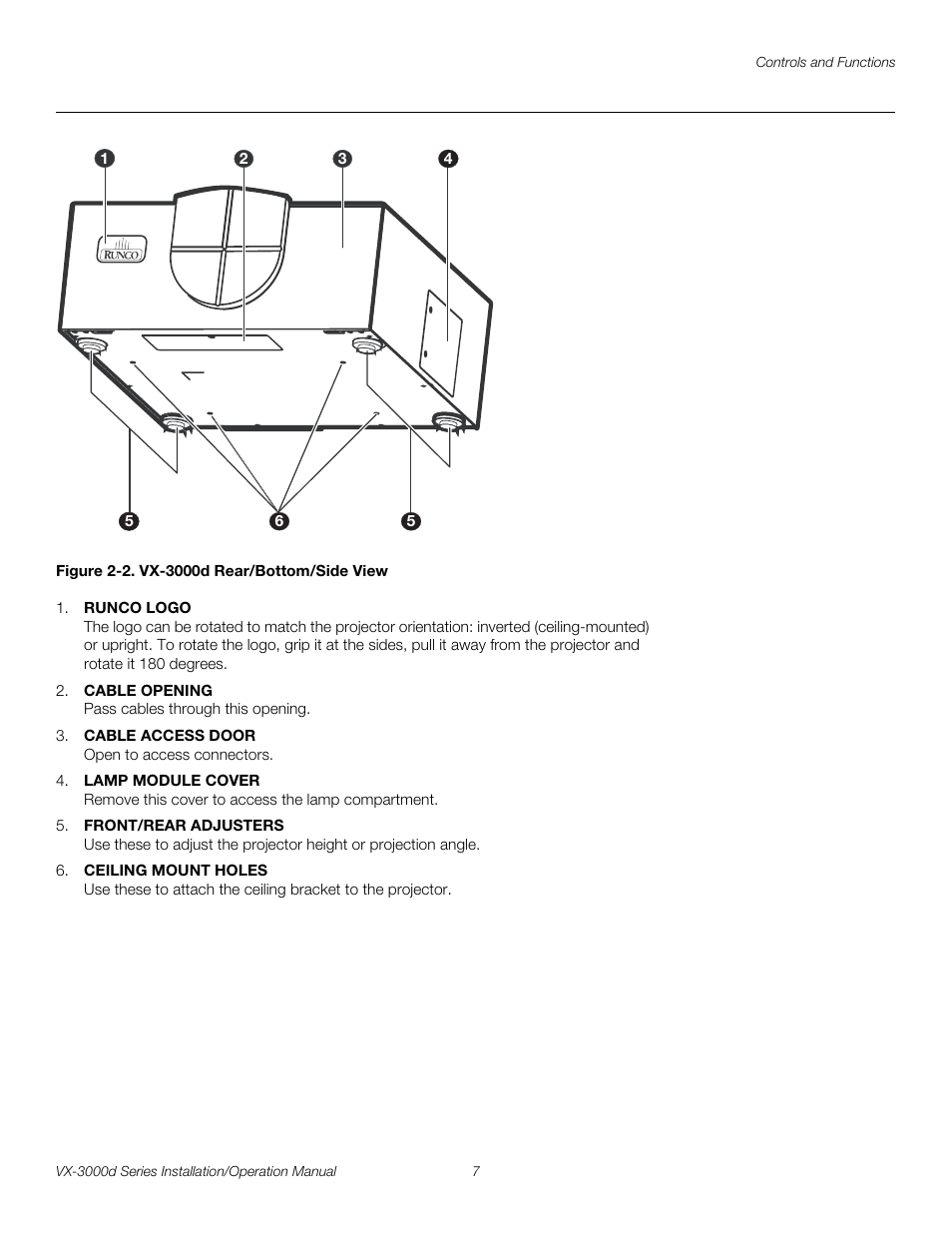 Figure 2-2 . vx-3000d rear/bottom/side view, 2. vx-3000d rear/bottom/side view, Pre l iminar y | Runco CINEWIDETM VX-3000D User Manual | Page 23 / 124