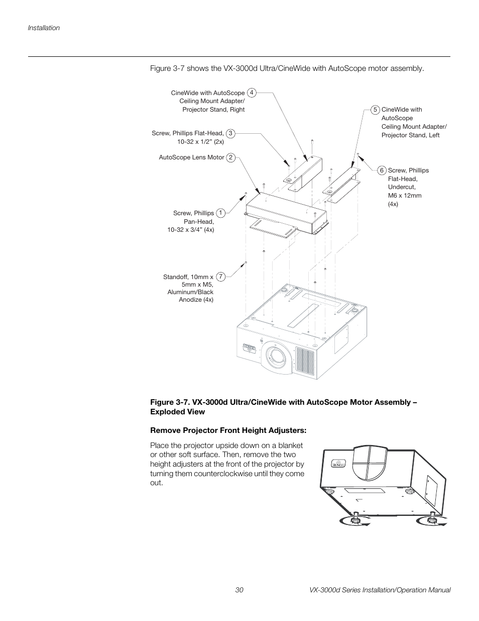 Remove projector front height adjusters, Pre l iminar y | Runco CINEWIDETM VX-3000D User Manual | Page 46 / 124