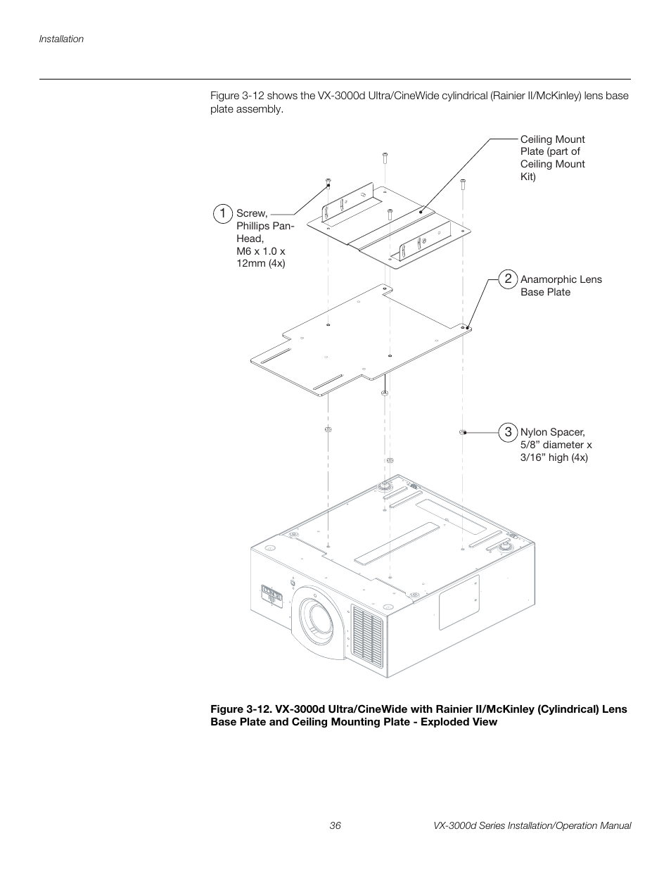 Ceiling mounting plate - exploded view, Pre l iminar y | Runco CINEWIDETM VX-3000D User Manual | Page 52 / 124