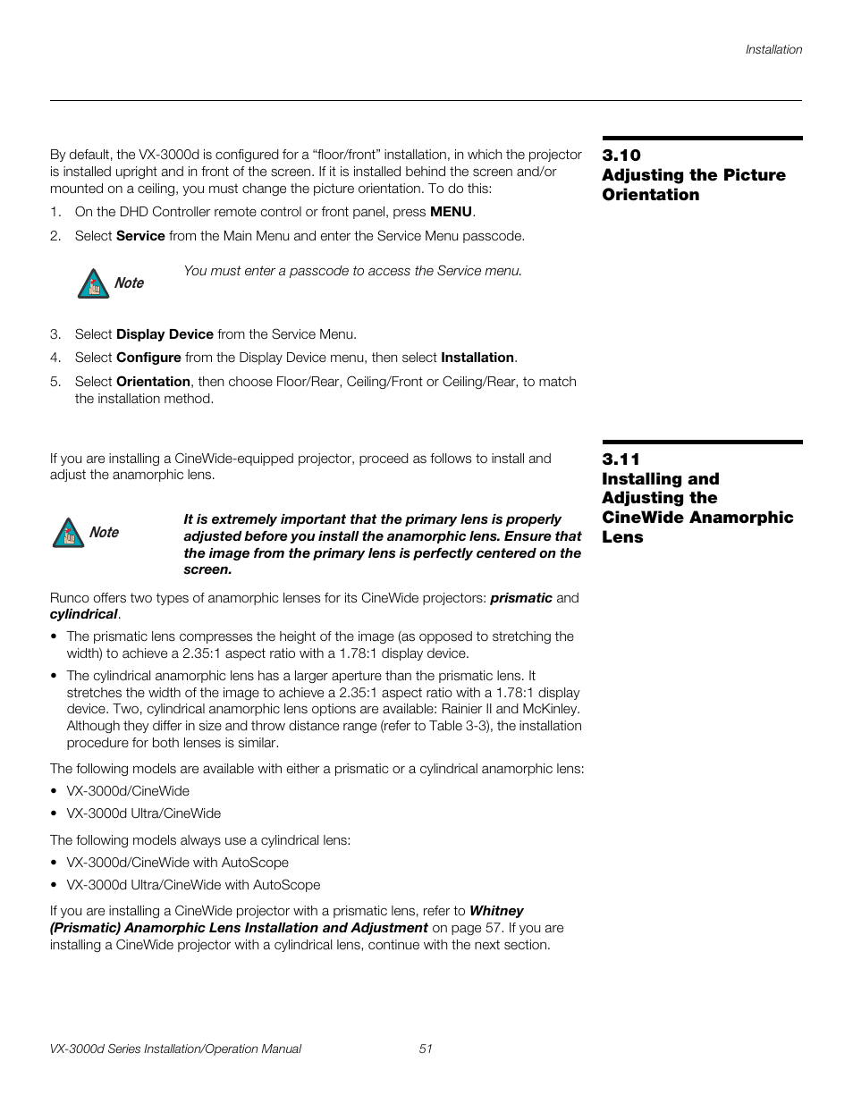 10 adjusting the picture orientation, Adjusting the picture orientation, Pre l iminar y | Runco CINEWIDETM VX-3000D User Manual | Page 67 / 124