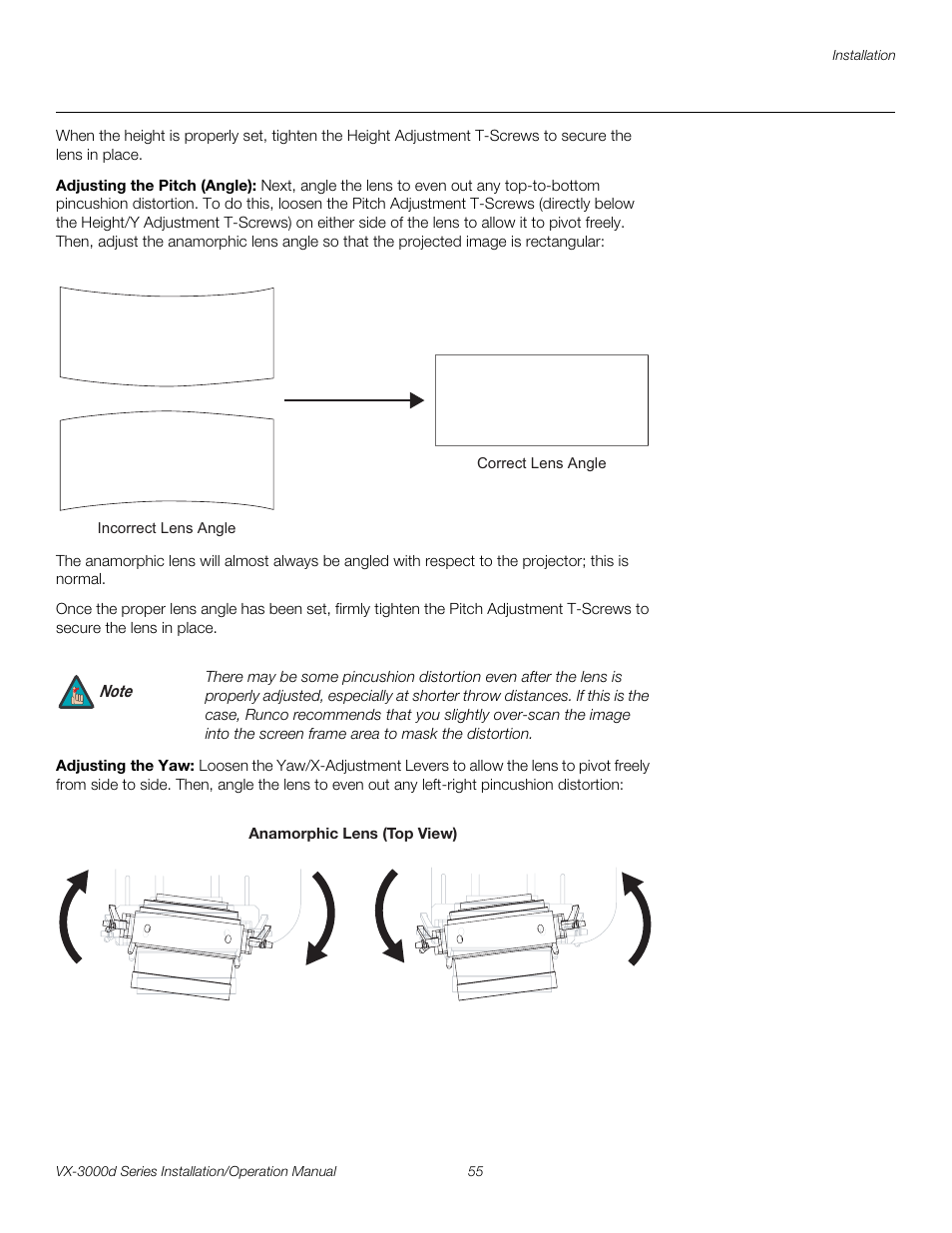 Adjusting the pitch (angle), Adjusting the yaw, Pre l iminar y | Runco CINEWIDETM VX-3000D User Manual | Page 71 / 124