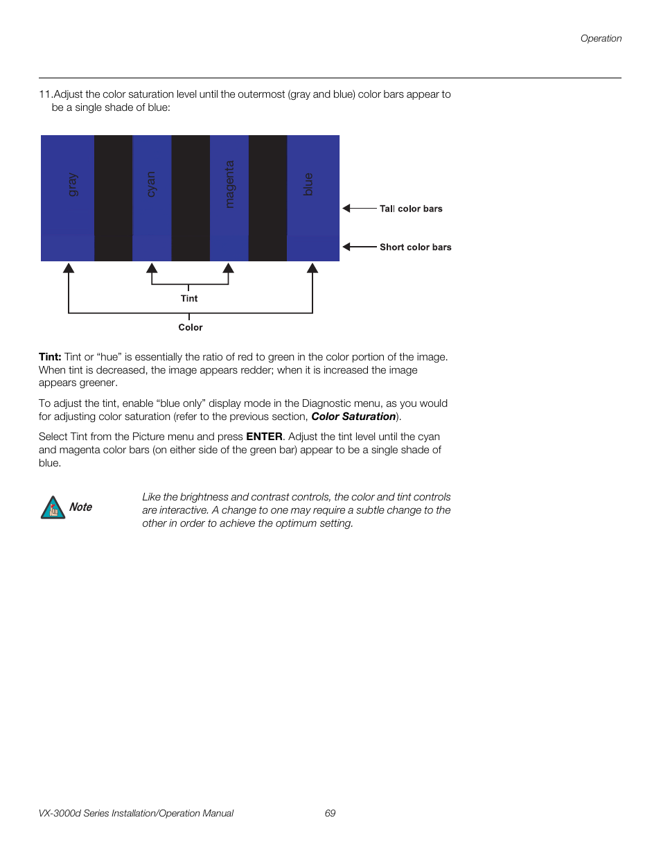 Tint, Pre l iminar y | Runco CINEWIDETM VX-3000D User Manual | Page 85 / 124