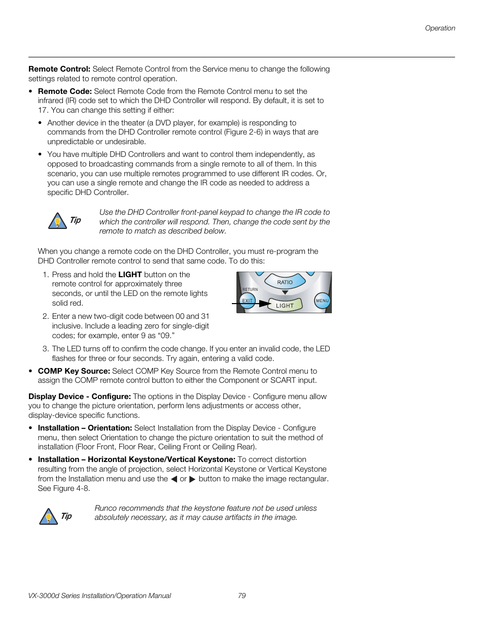 Remote control, Display device - configure, Pre l iminar y | Runco CINEWIDETM VX-3000D User Manual | Page 95 / 124