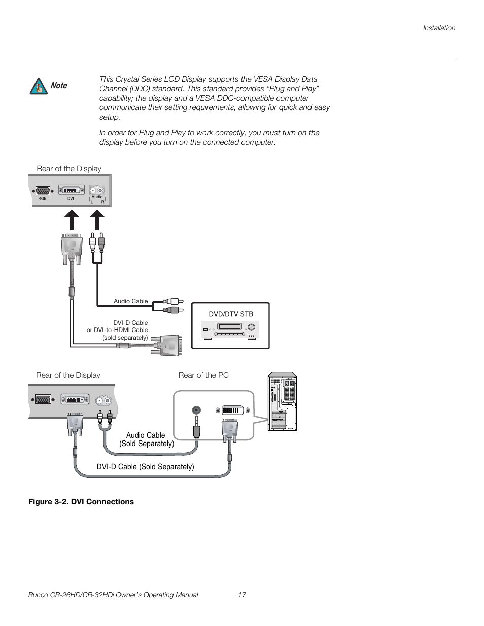 Figure 3-2 . dvi connections, 2. dvi connections, Pre l iminar y | Runco CR-26HD User Manual | Page 27 / 68