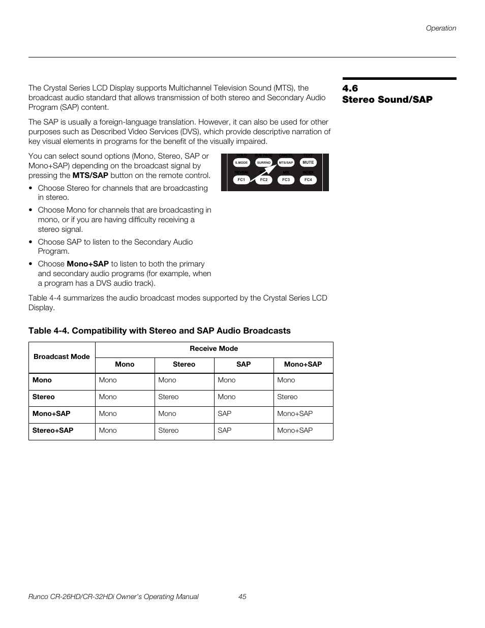 6 stereo sound/sap, Stereo sound/sap, Pre l iminar y | Runco CR-26HD User Manual | Page 55 / 68