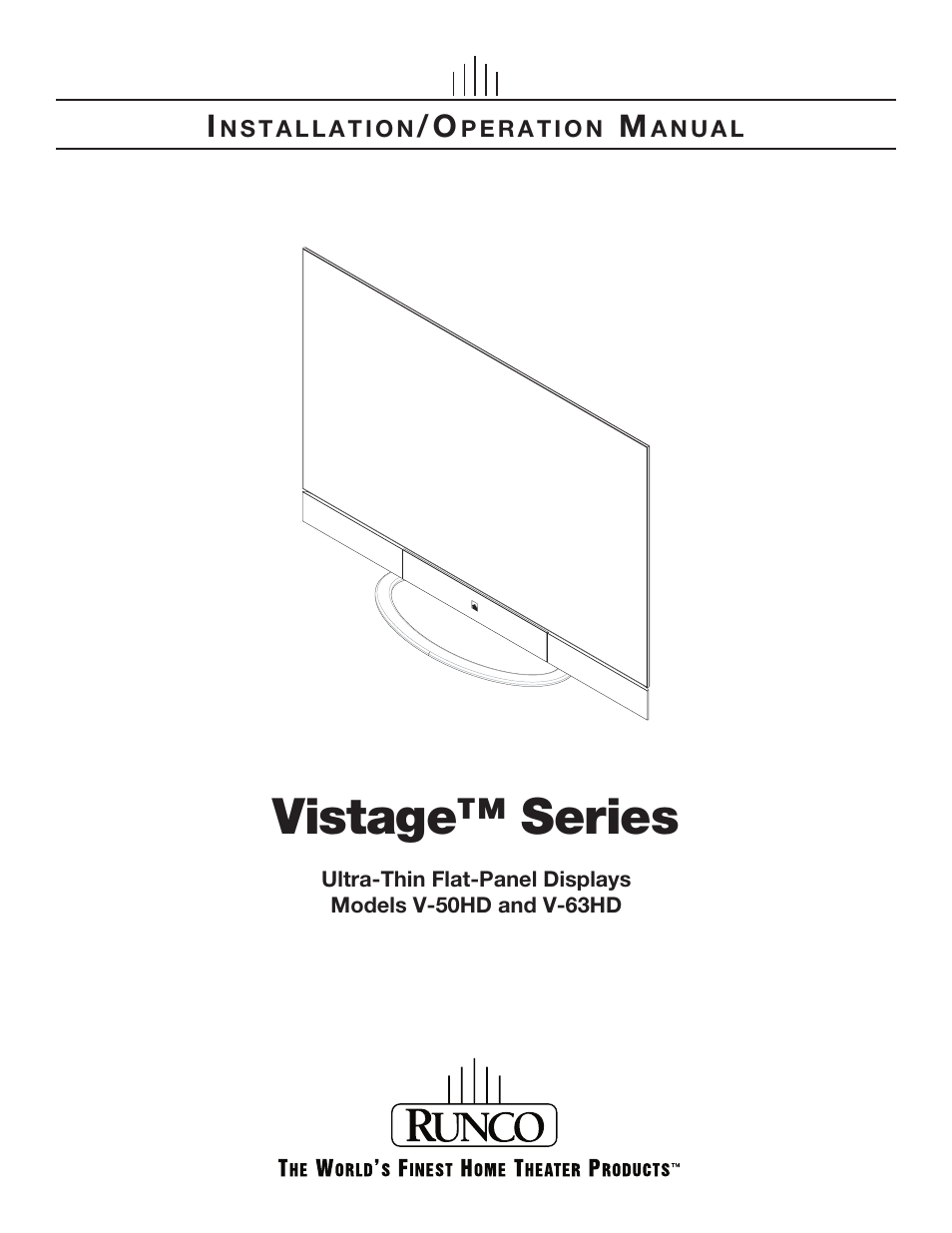 Runco VISTAGE V-50HD User Manual | 94 pages