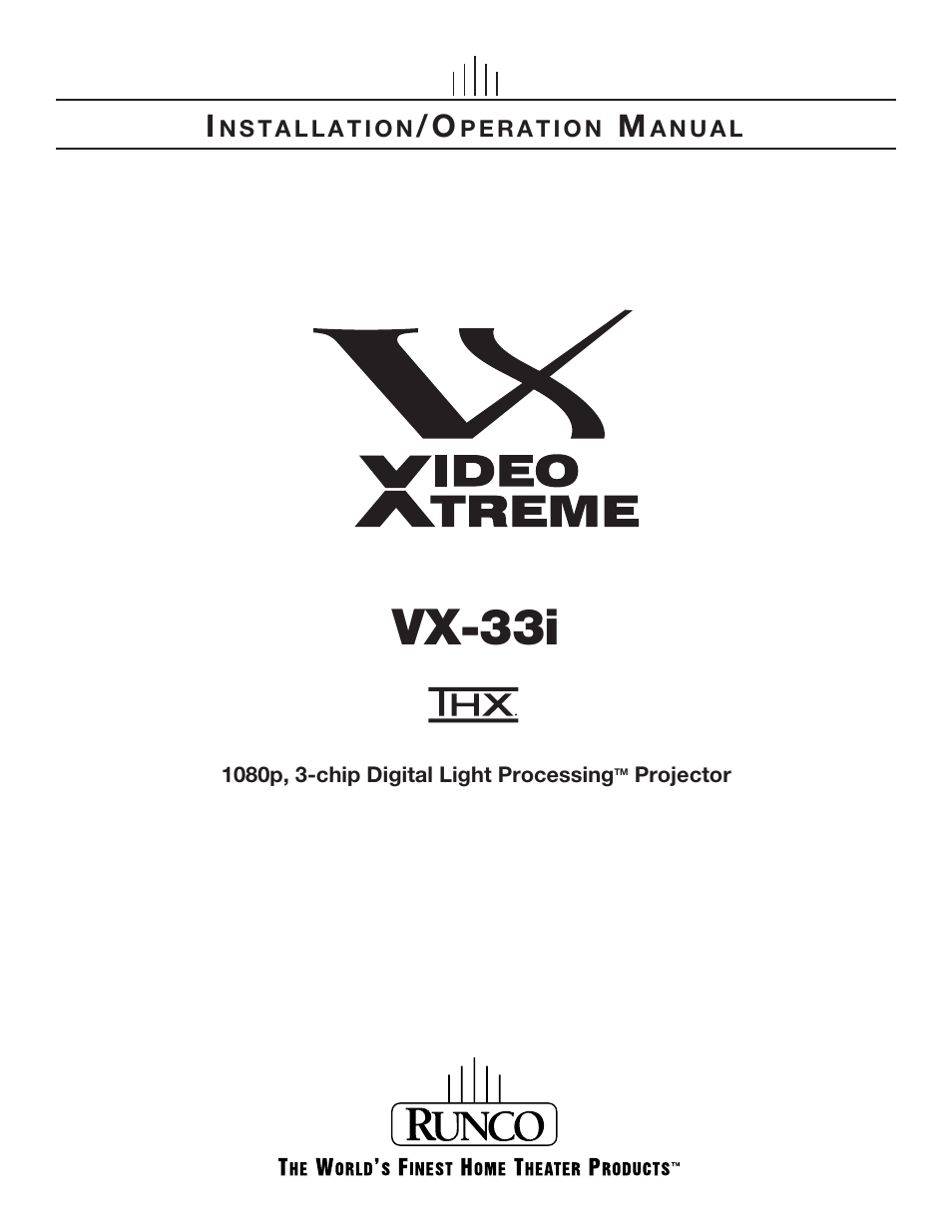 Runco VX-33I User Manual | 92 pages