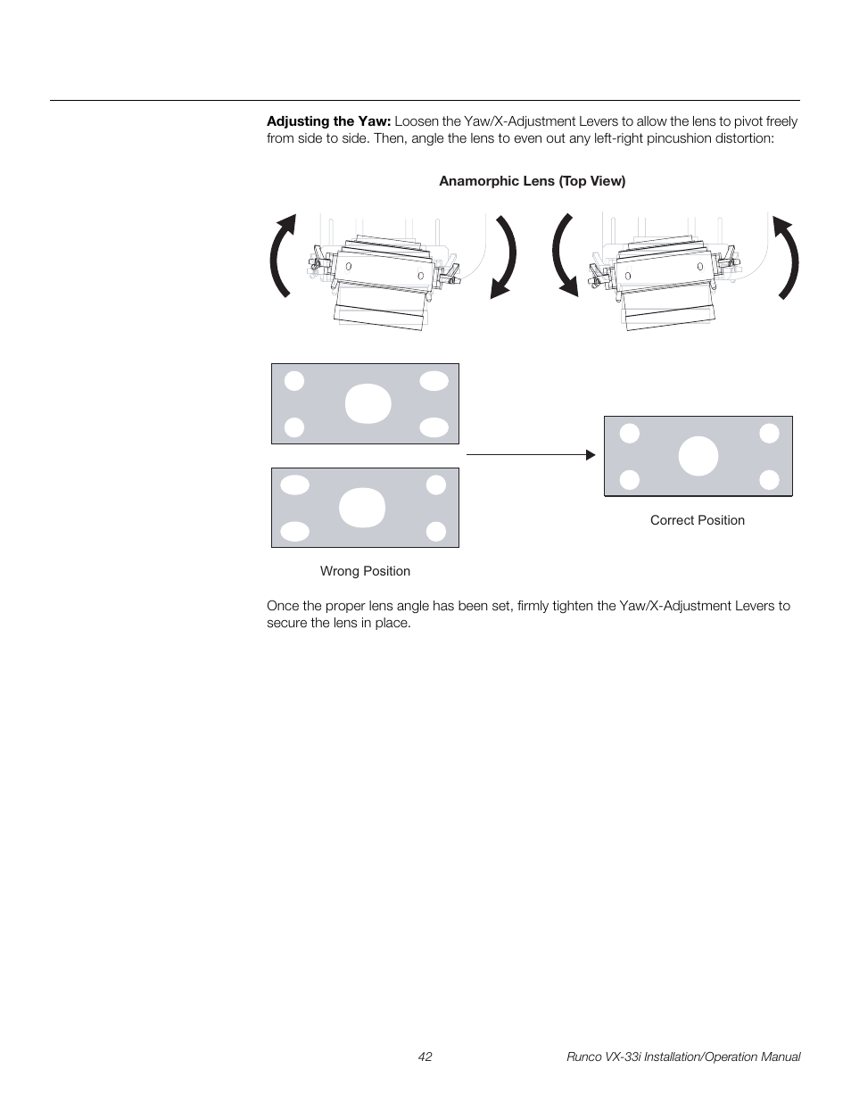 Adjusting the yaw, Pre l iminar y | Runco VX-33I User Manual | Page 58 / 92