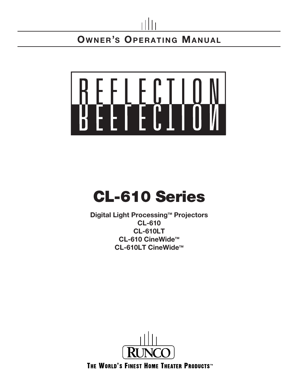 Runco CL-610 User Manual | 76 pages